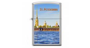 Зажигалка ZIPPO Петропавловская крепость, с покрытием Satin Chrome™, латунь/сталь, 36x12x56 мм